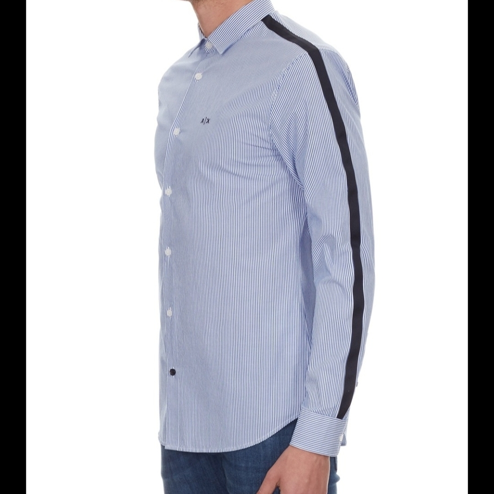 Armani Exchange Cotton Striped Blue Shirt XL Very NICE!